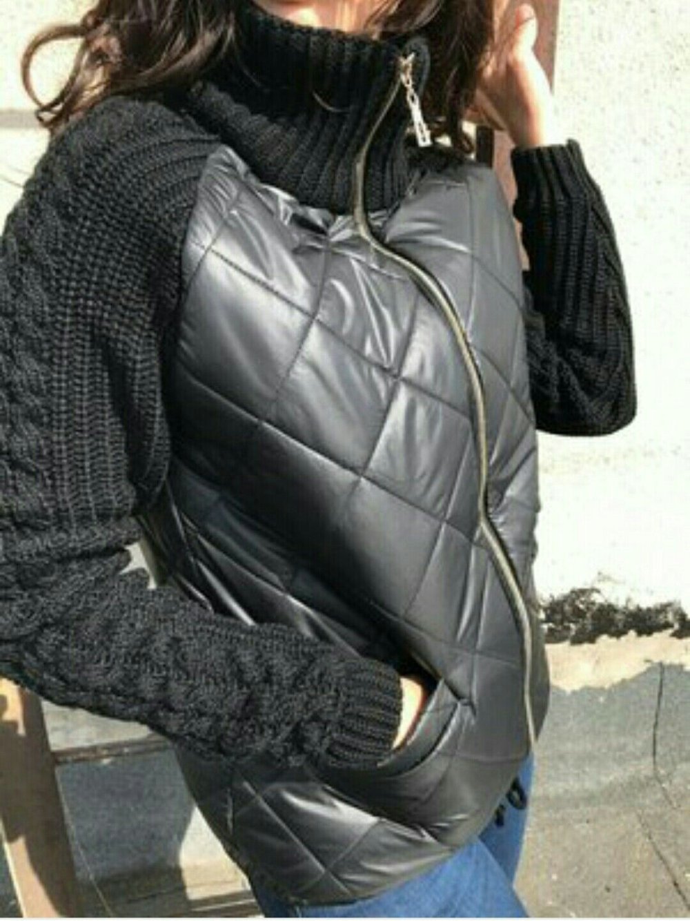 Куртка с вязаными элементами