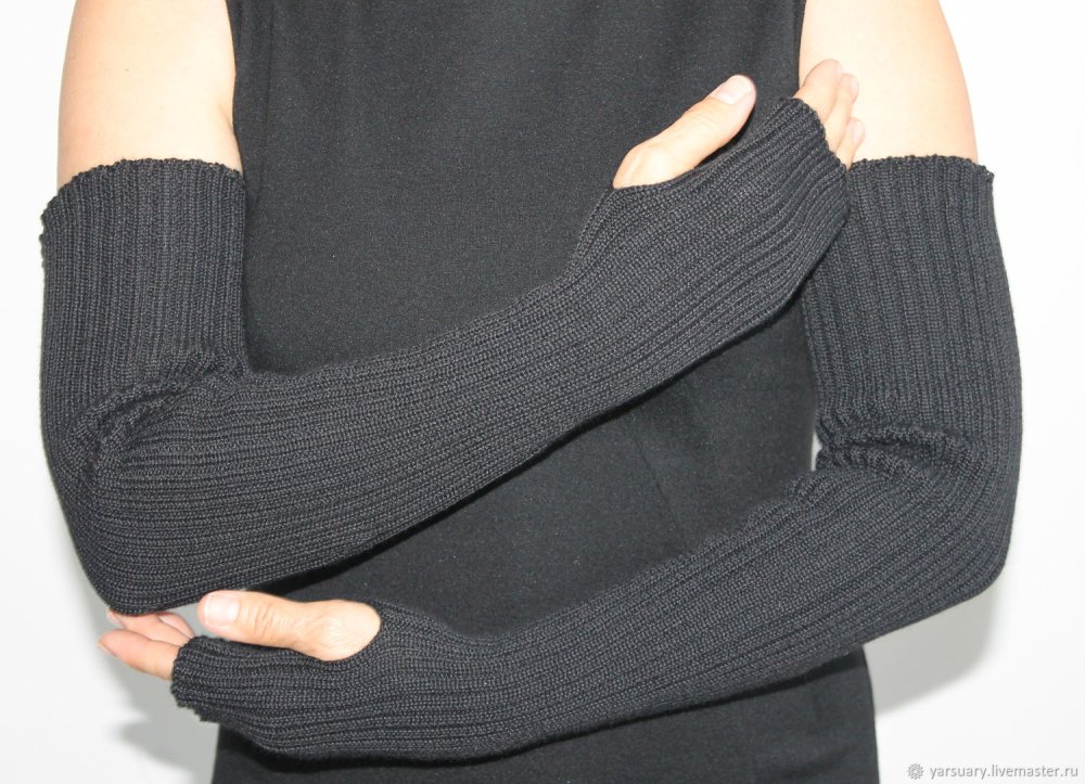 Митенки рукава женские вязаные черные