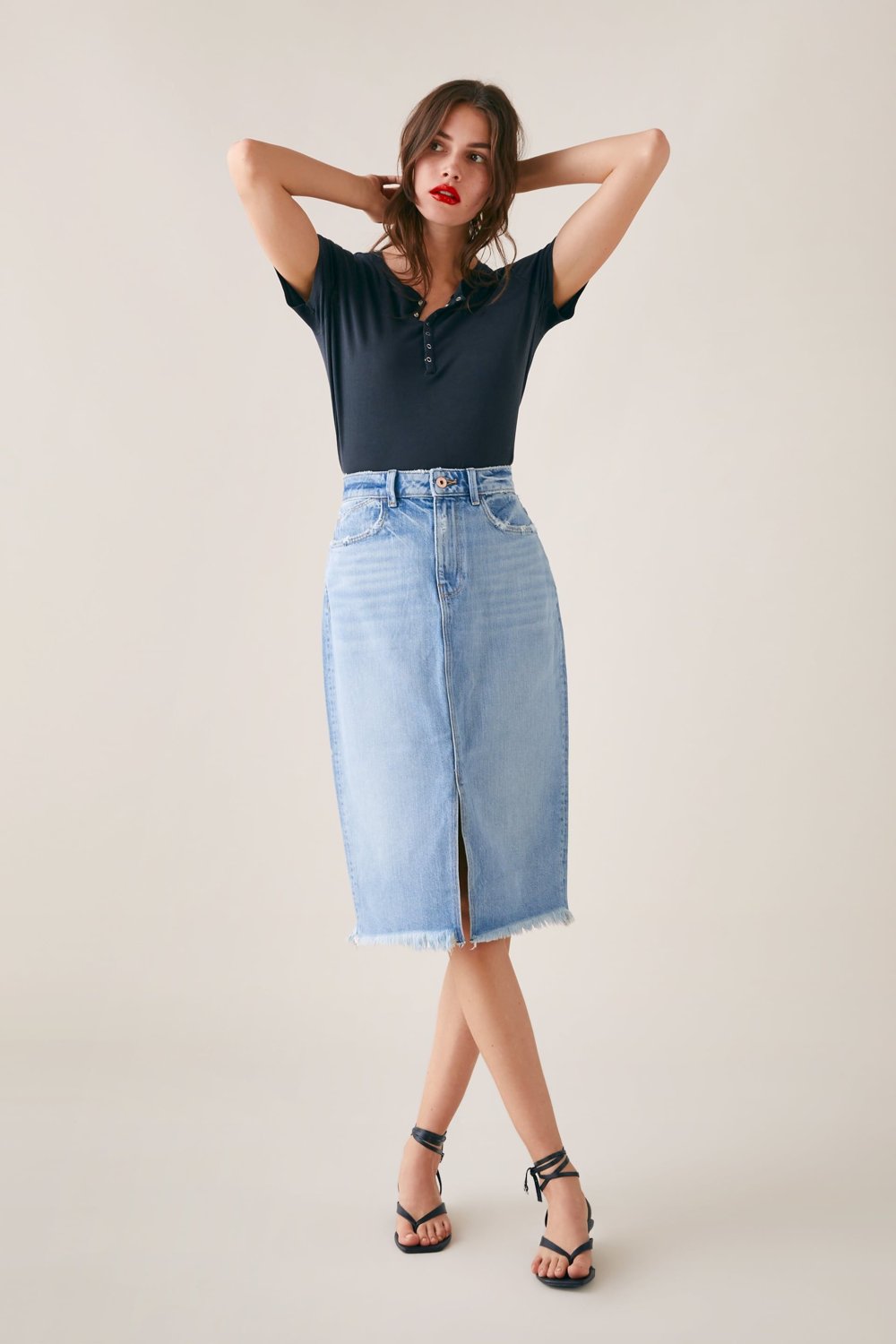 Джинсовая юбка миди Зара