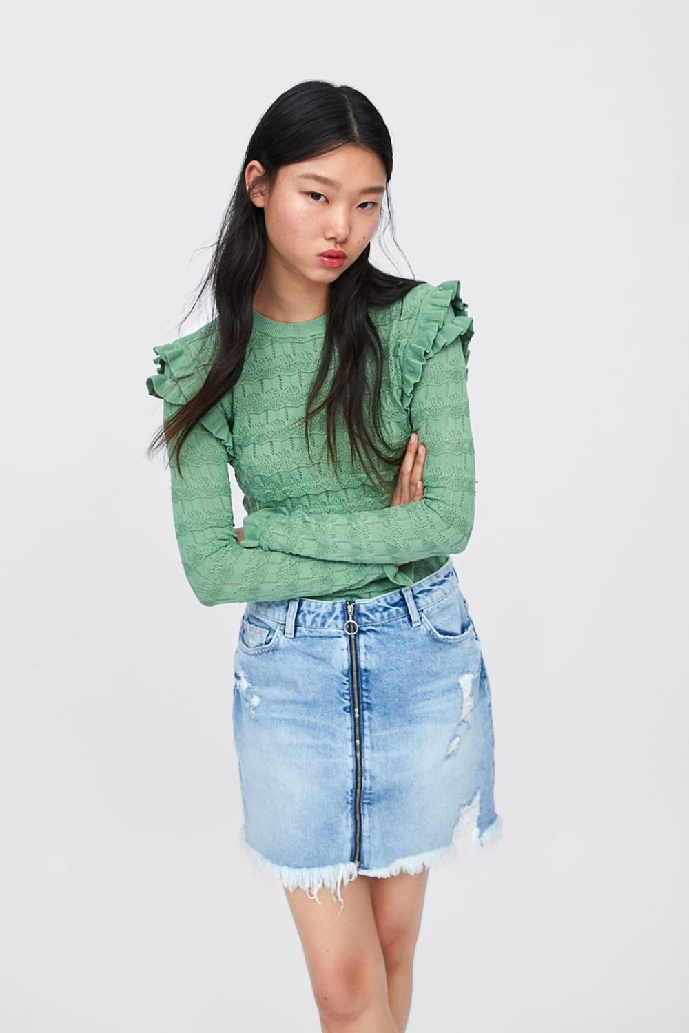 Джинсовая юбка миди Zara