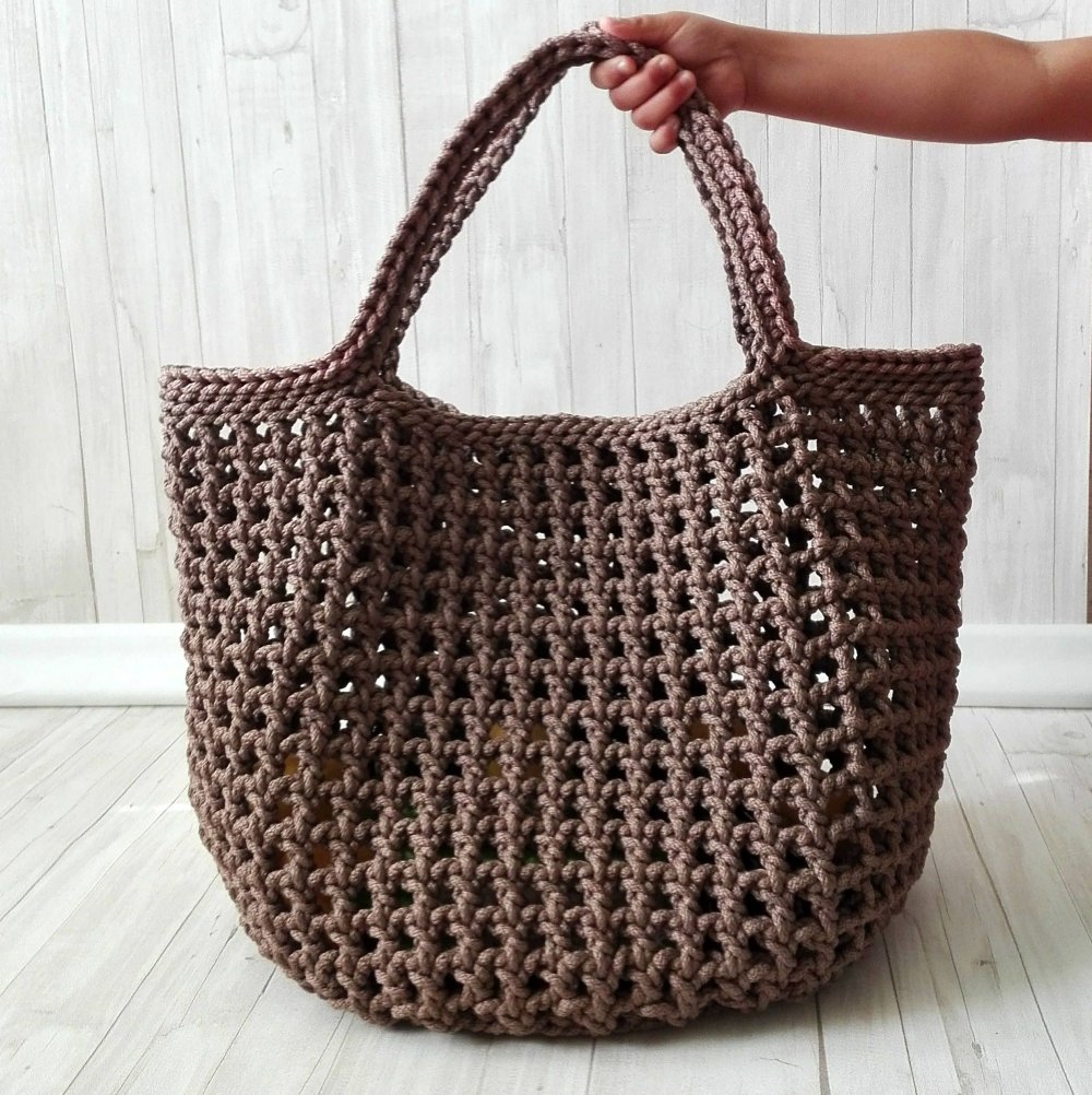 Сумка из тонкого полиэфирного шнура тунисским крючком