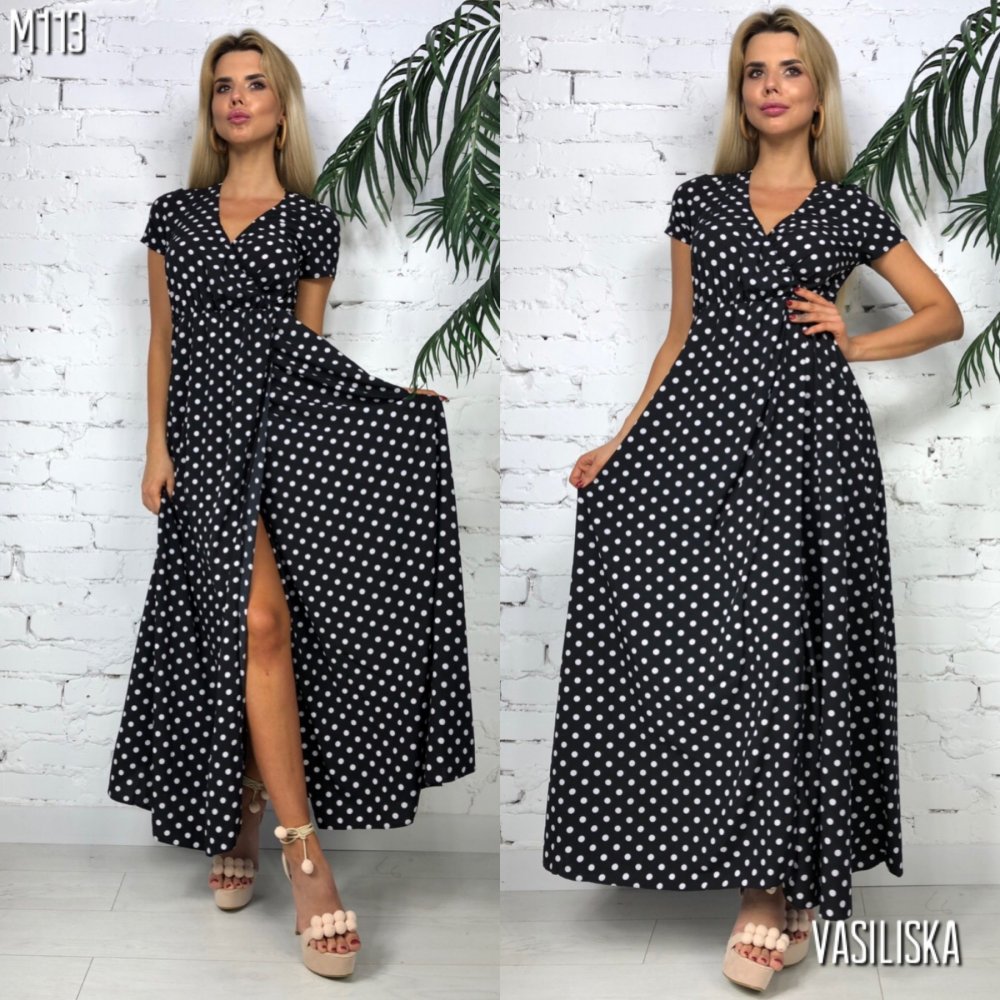 Платье в горох в пол