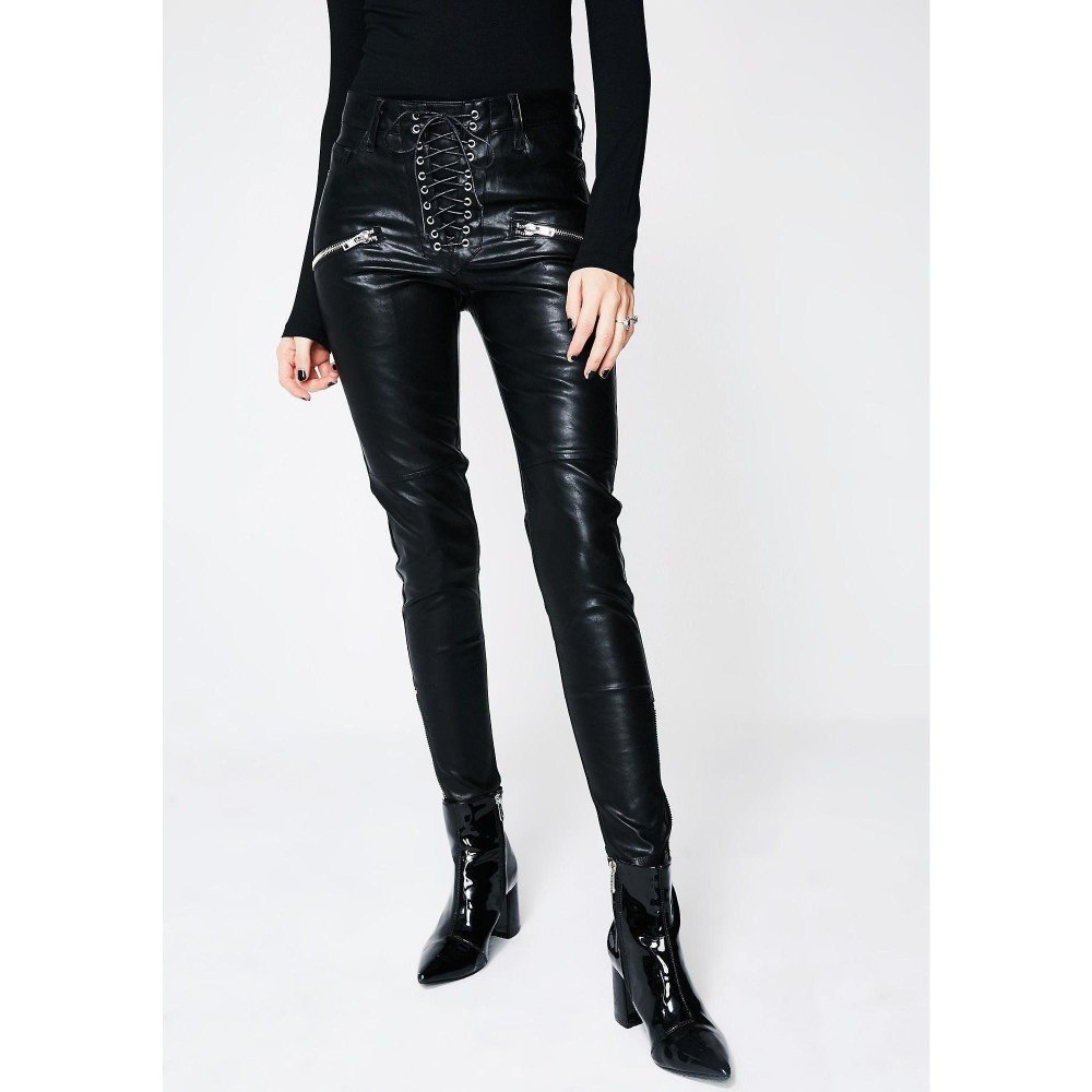 Кожаные штаны на шнуровке