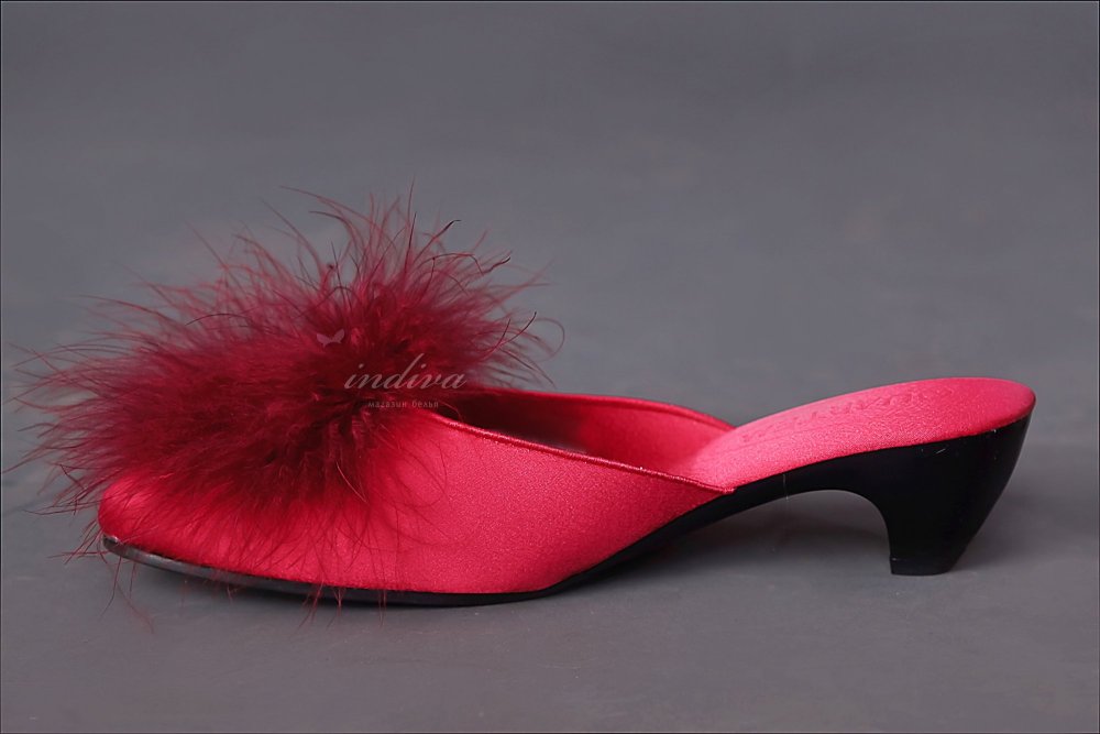 Тапочки на каблуке с пушком