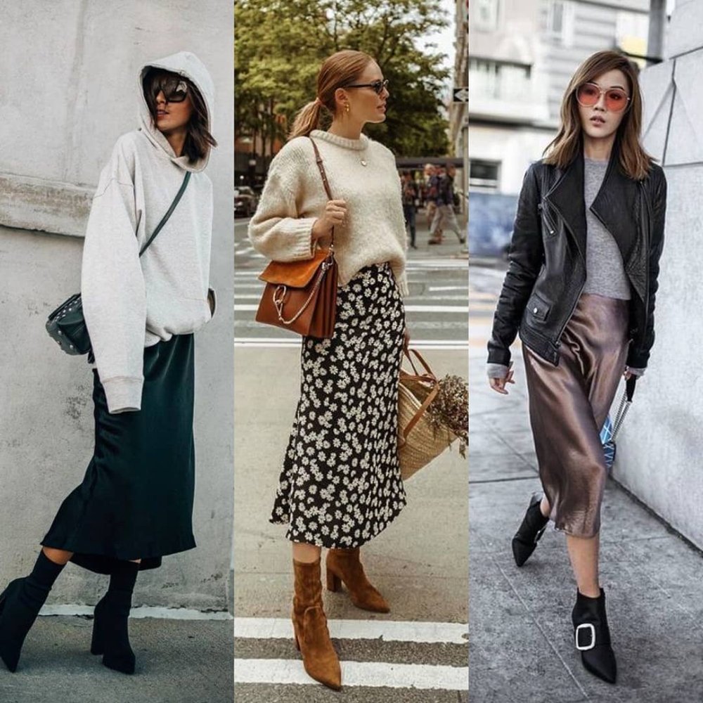 Образы с юбкой в бельевом стиле