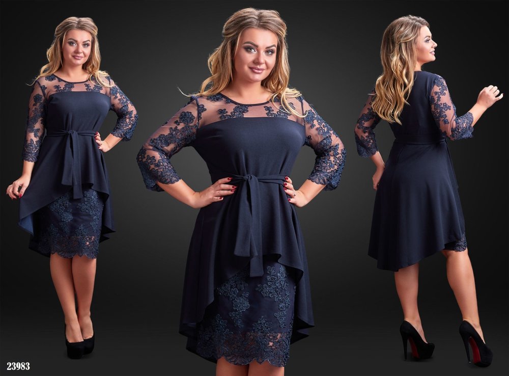 Платье с гипюром для полных