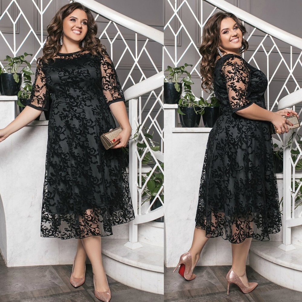 Кружевное платье для полных женщин