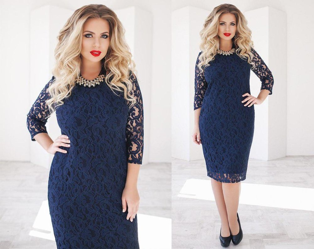 Платье с гипюром для полных женщин