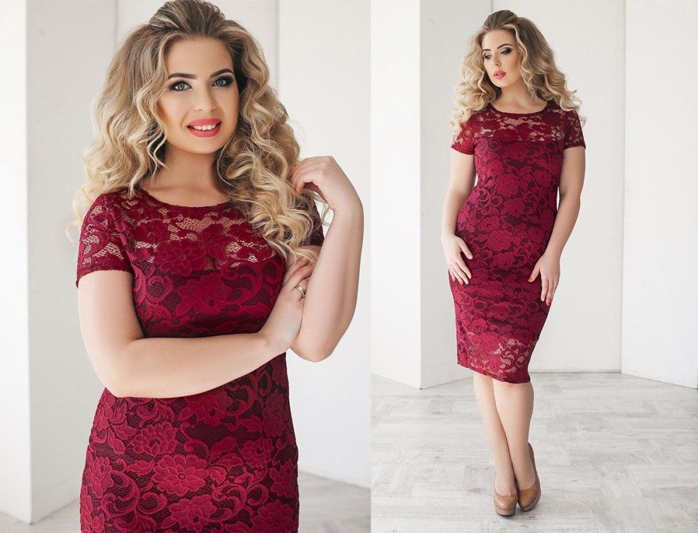 Платья из гипюра для полных