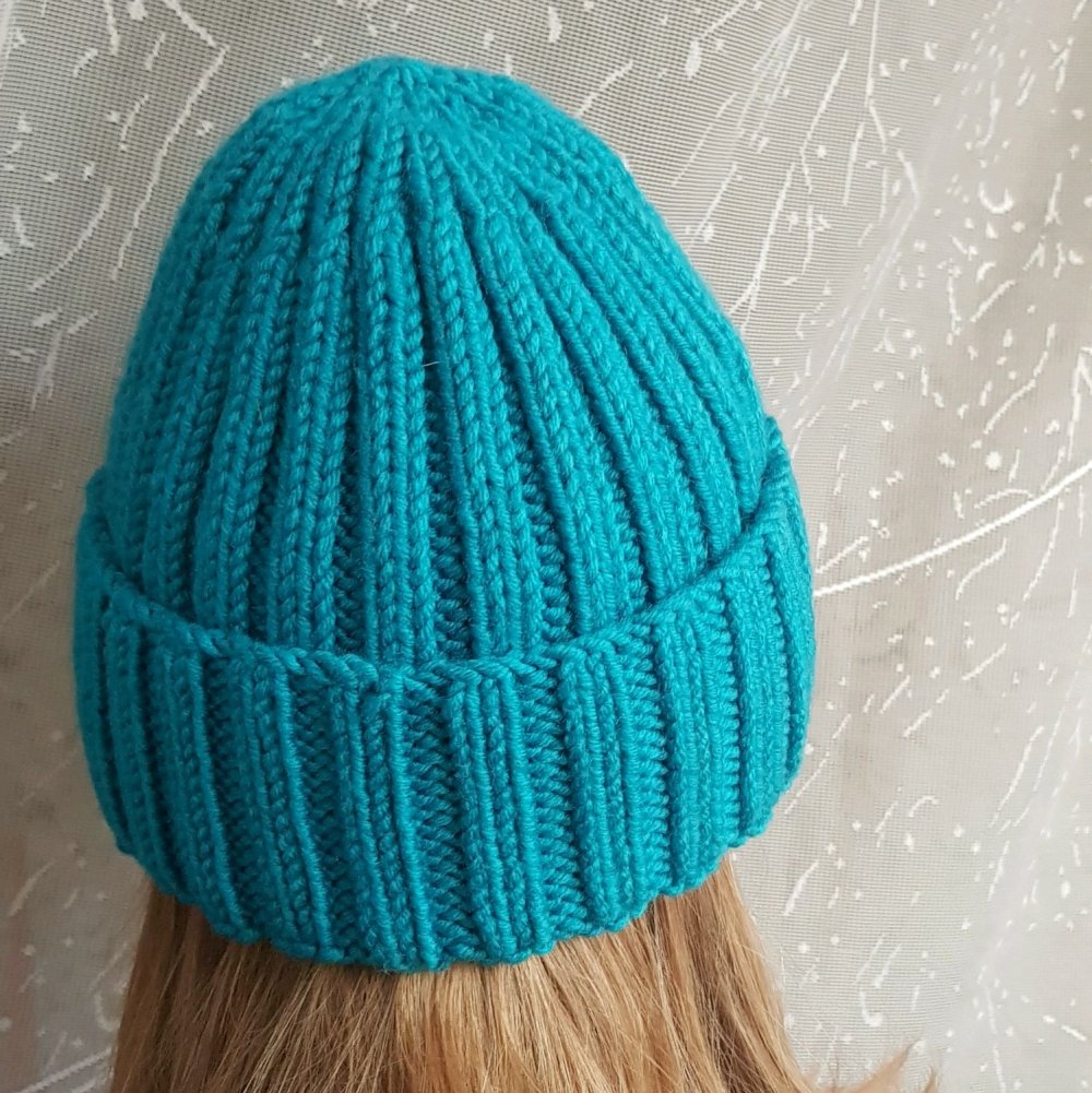 Резинка спицами для шапки с отворотом по кругу