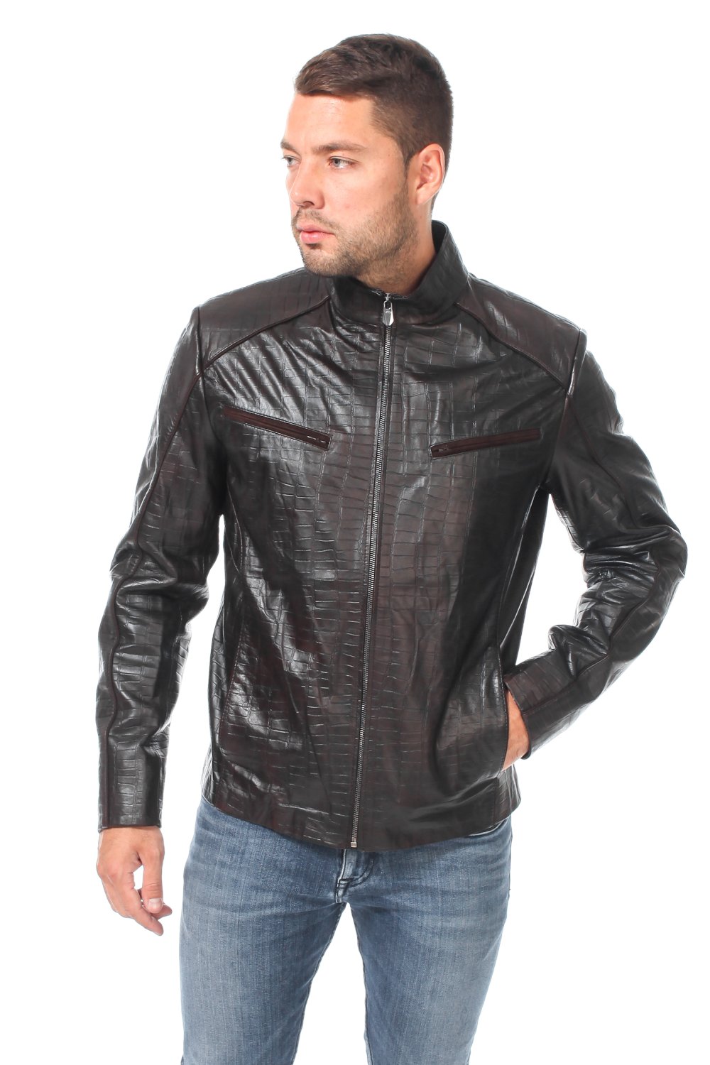 Куртка Альбатрос мужская кожаная на меху модель 19008