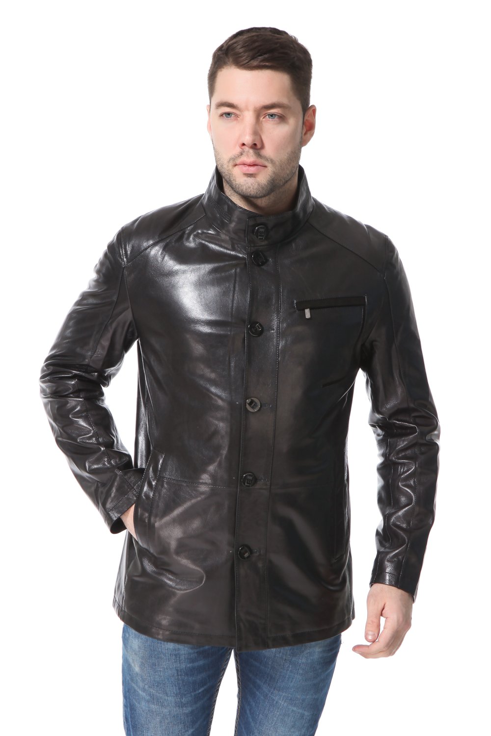 Турецкая мужская кожаная куртка Saki Art 10999-2093