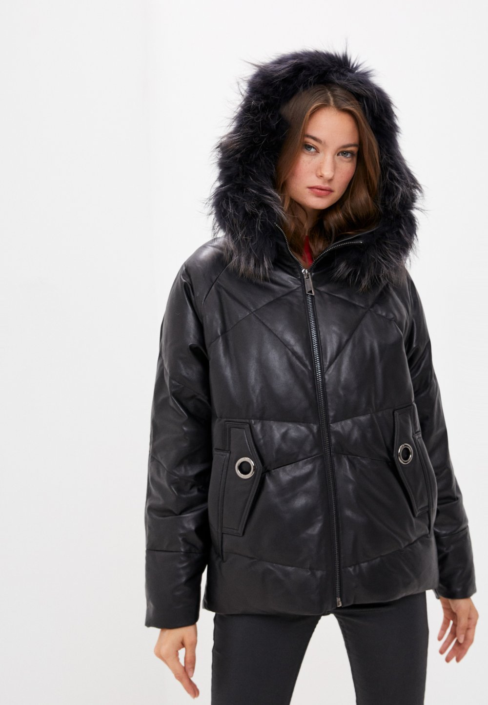 Кожаный пуховик Снежная Королева