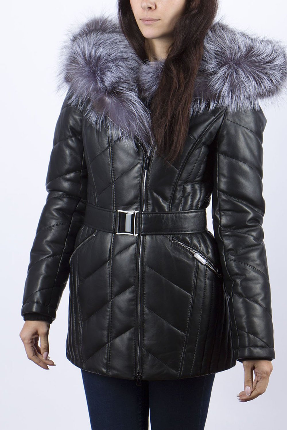 Кожаная куртка с капюшоном Снежная Королева