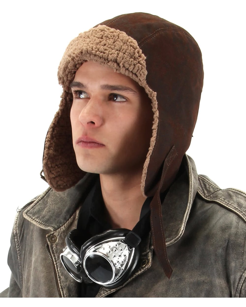 Женская кожаная кепка летчика