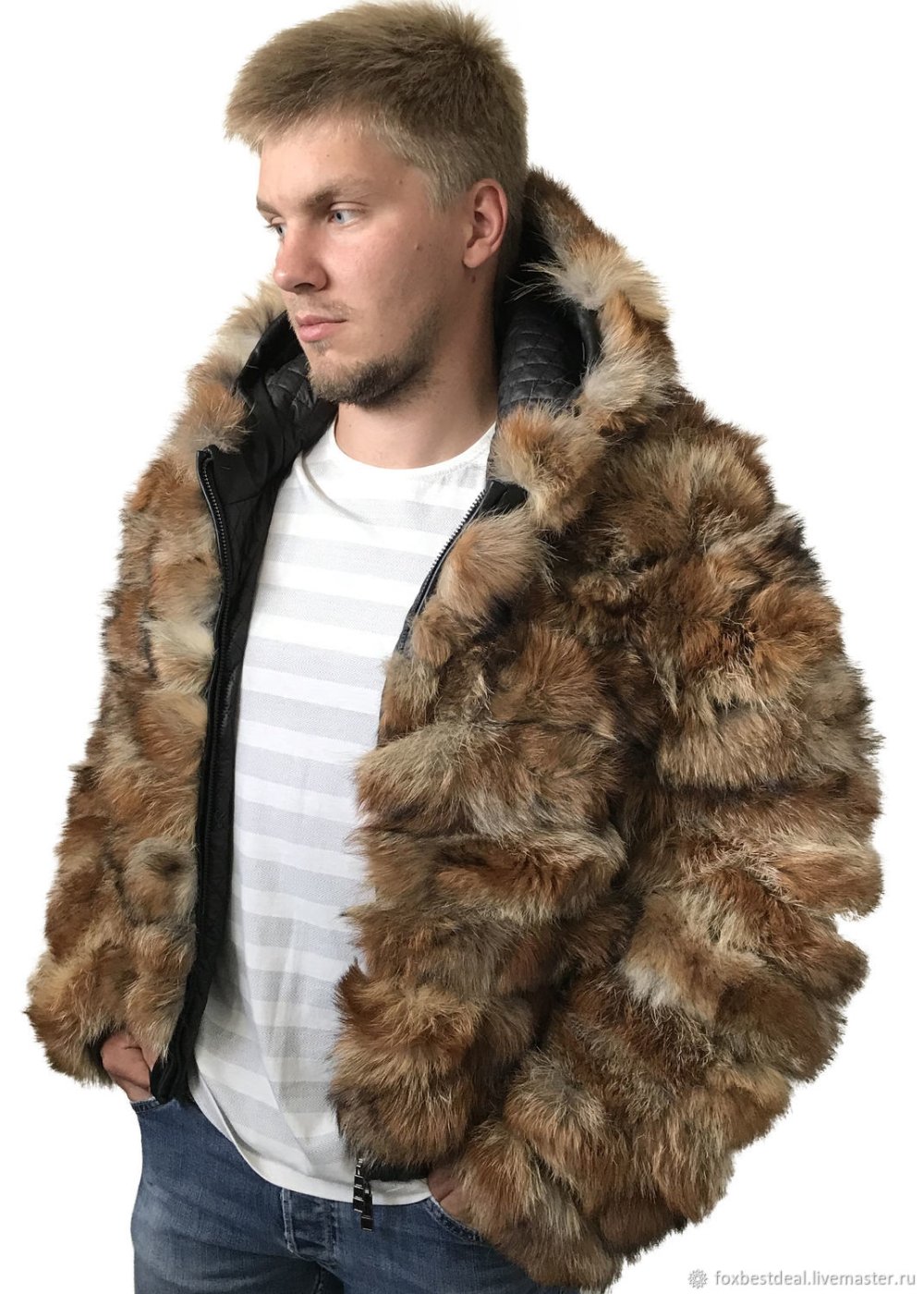 Куртка just Cavalli мужская зимняя мех волка