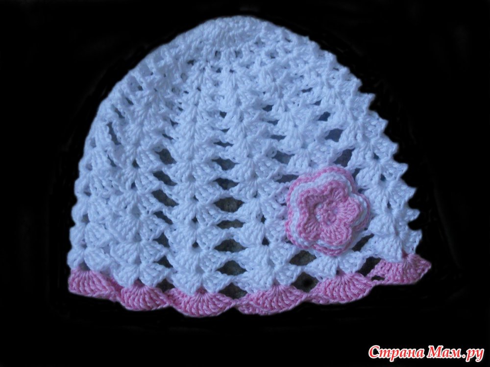 Ажурная шапка крючком для девочки