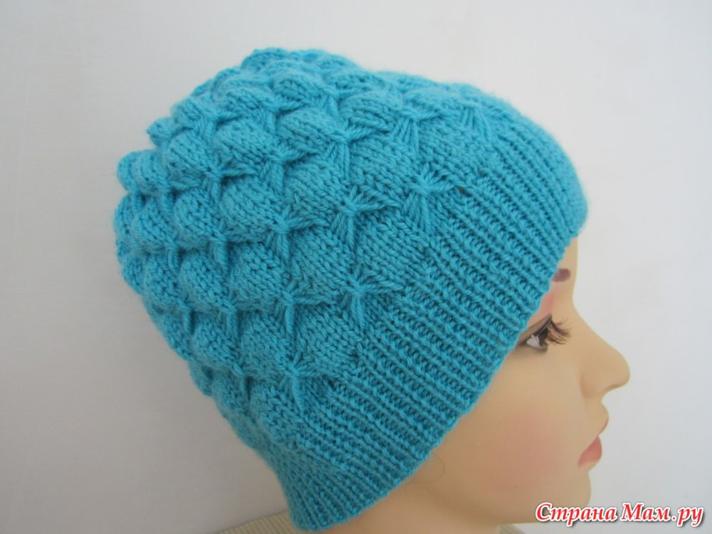 Ажурная шапка спицами для детей