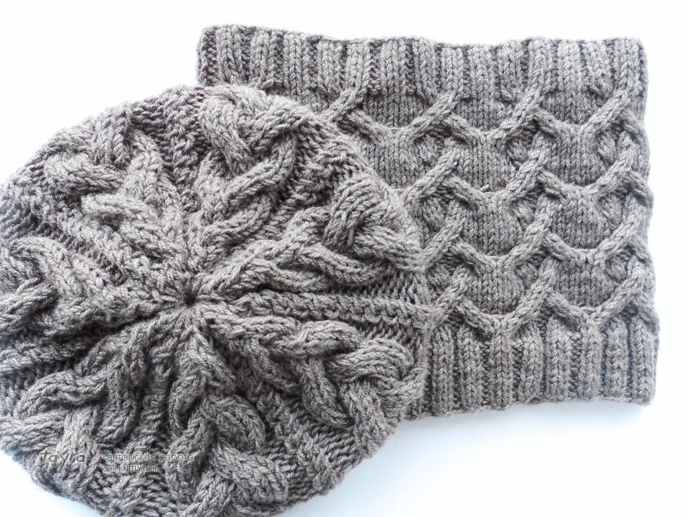 Ирина Снежная объемная зимняя шапка вязаная по кругу