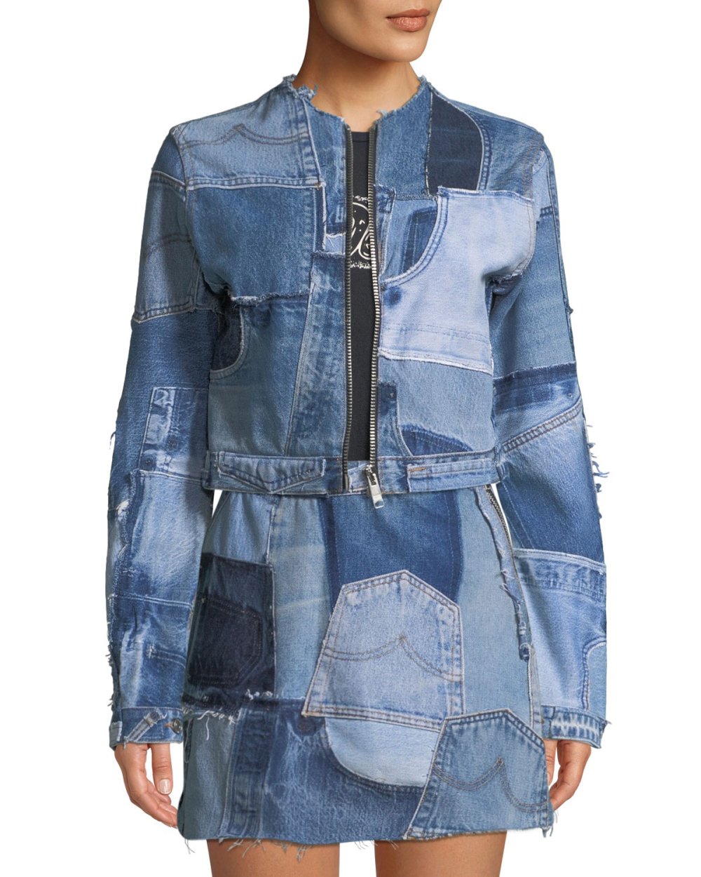 Джинсовое пальто пэчворк