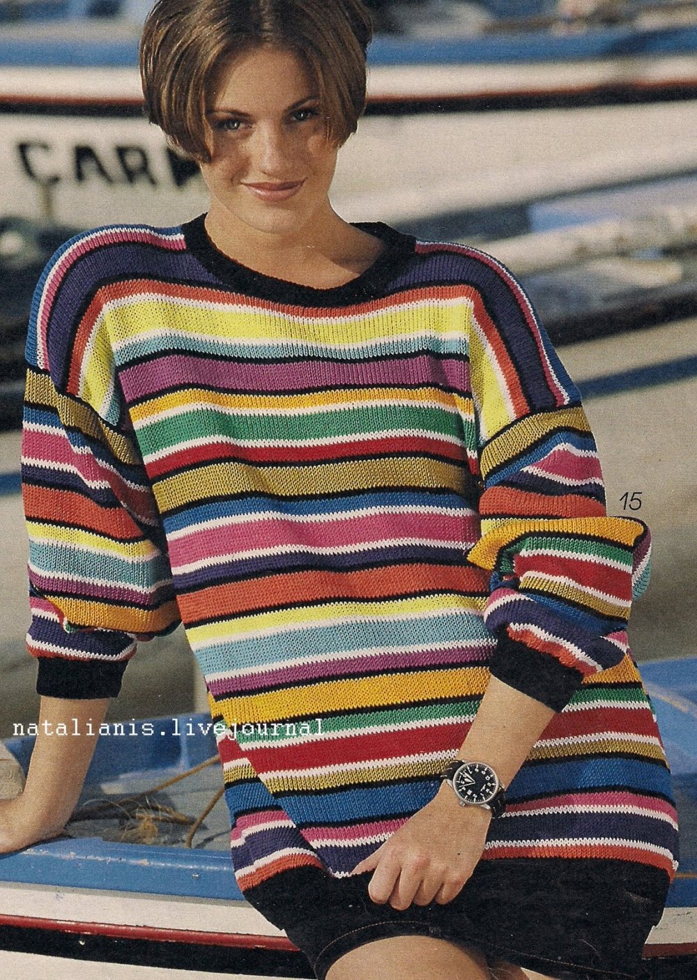 Вязаная кофточка в полоску