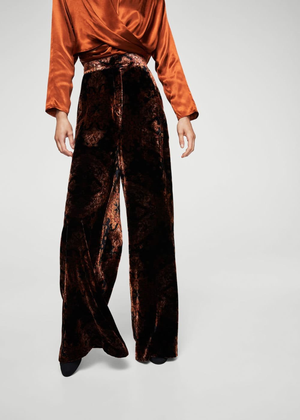 Брюки палаццо бордовые вельвет