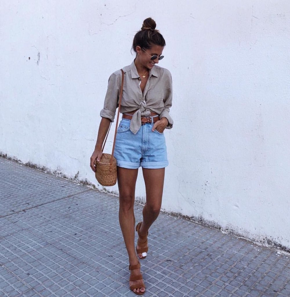 Образ с джинсовыми шортами