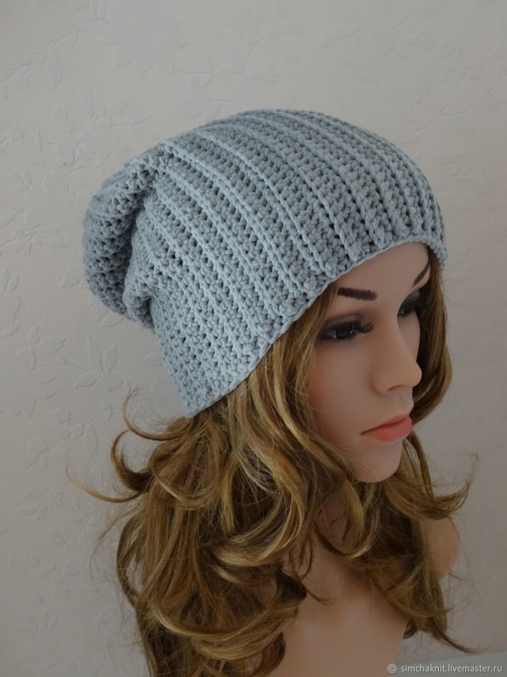 Шапка бини крючком женская
