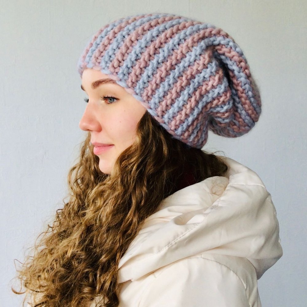 Объемная шапка спицами