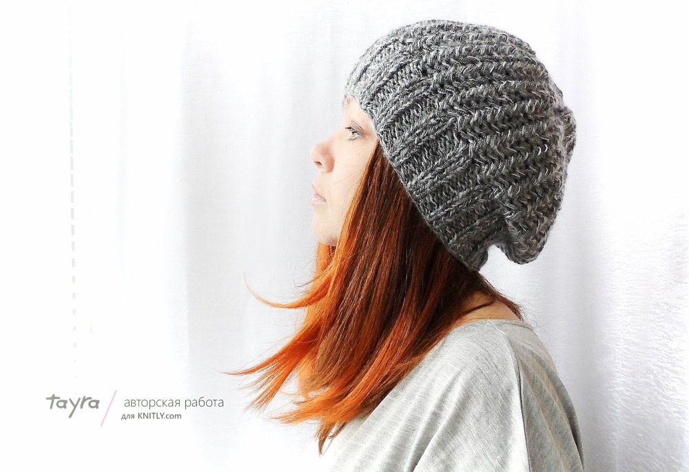 Шапка бини спицами
