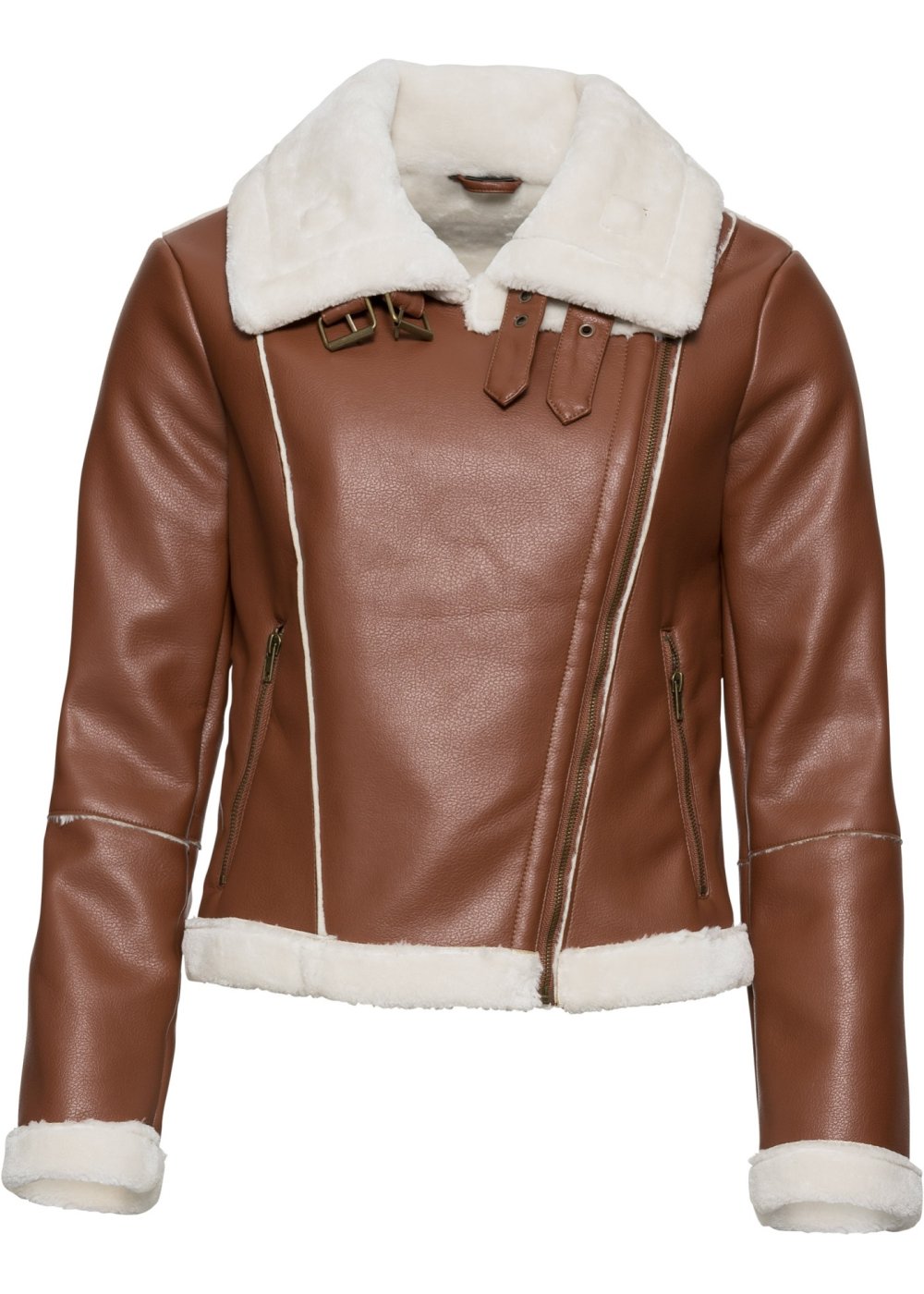 Черная дубленка с белым мехом женская