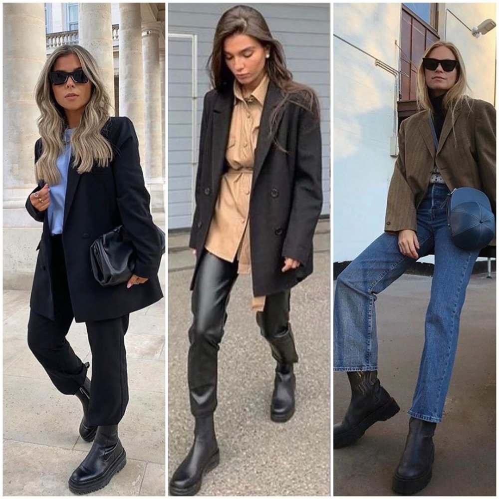 Тренч с грубыми ботинками