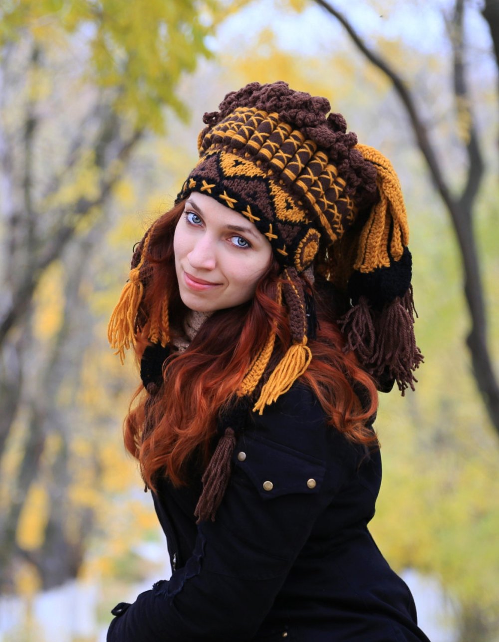 Вязаные шапки в стиле бохо