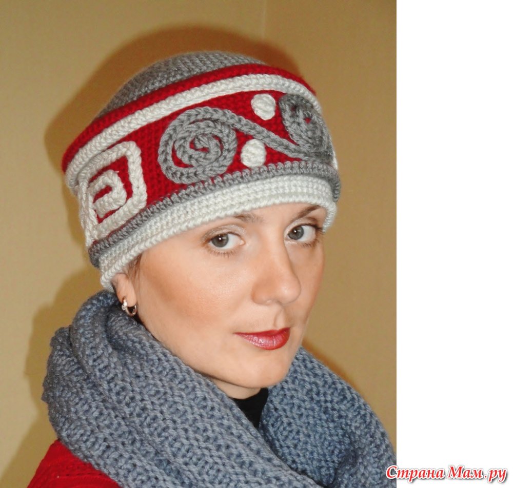 Вязаная шапка кубанка МК