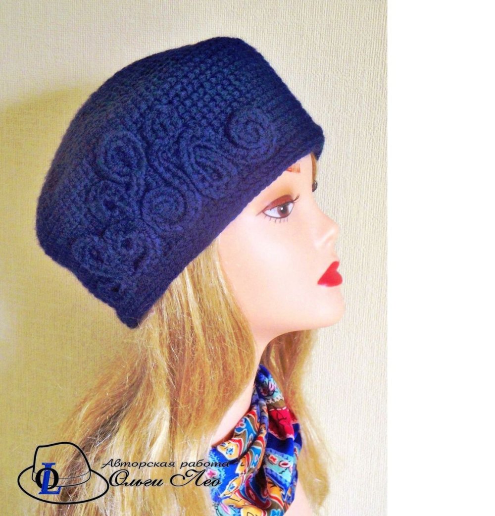 Шапки ручной вязки для женщин в стиле.Кубаночка