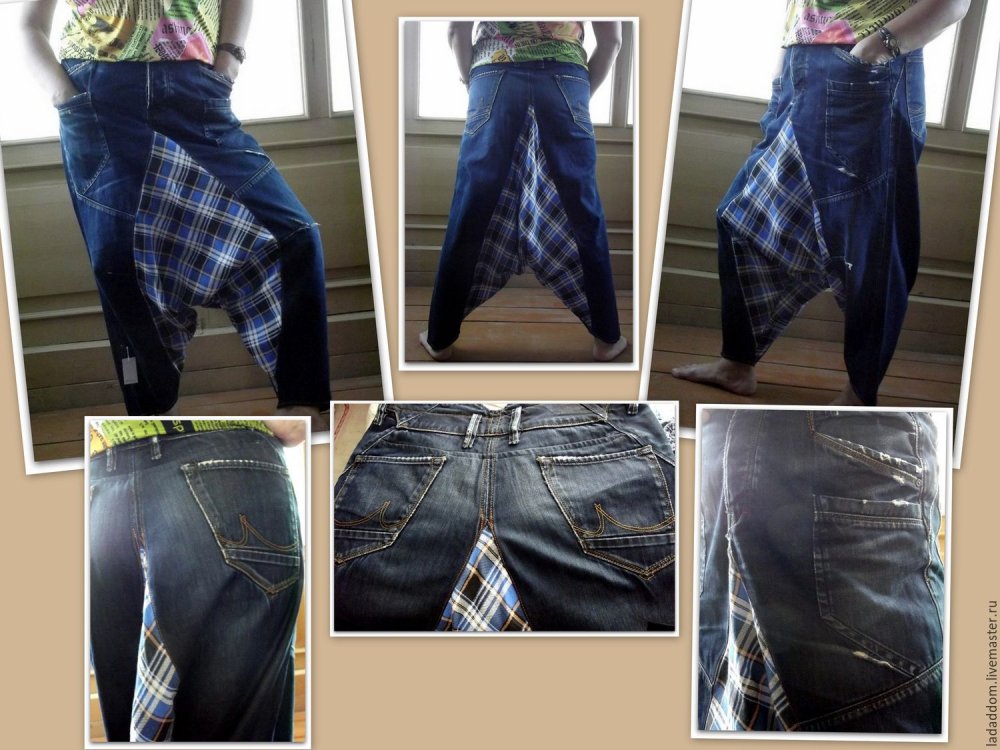 Штаны с мотней джинсовые