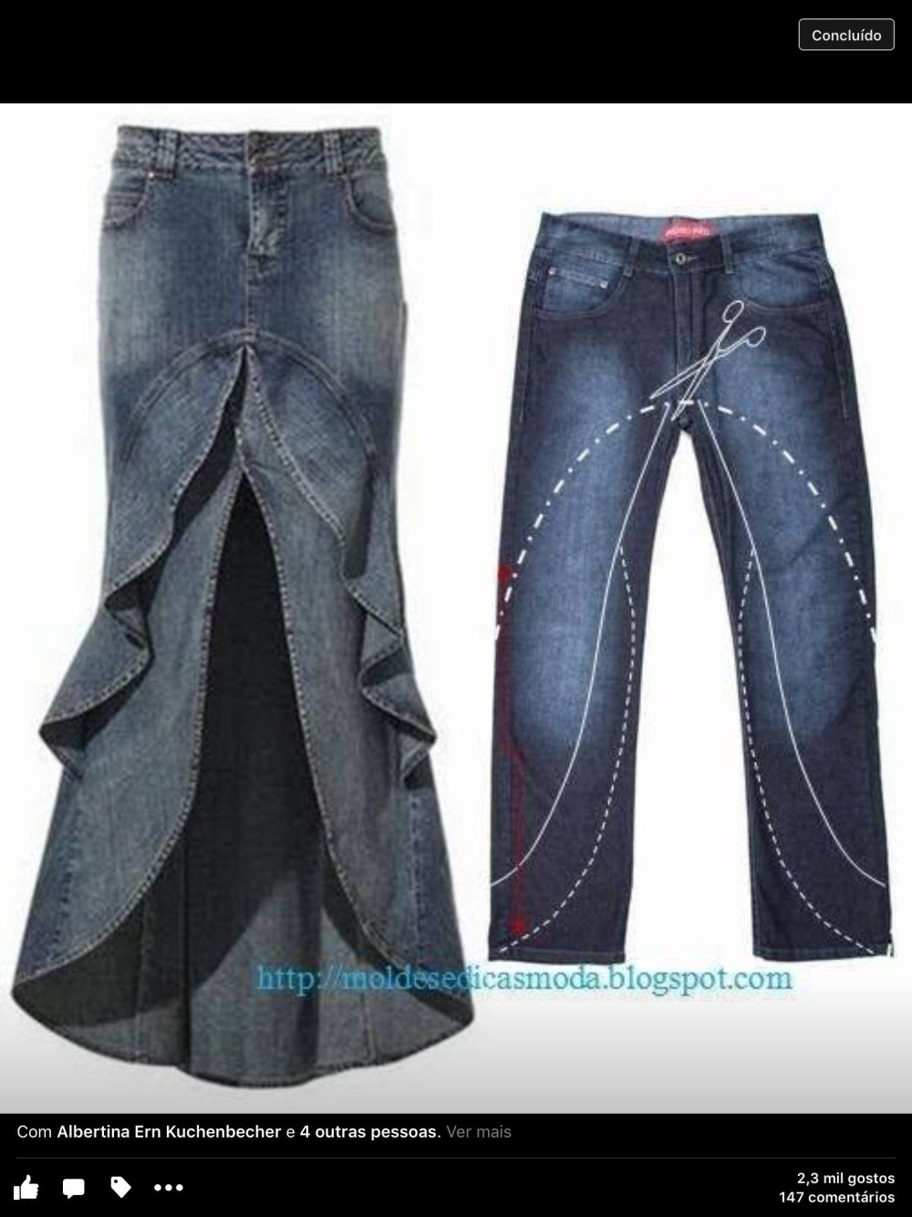 Переделка из джинсов в юбку