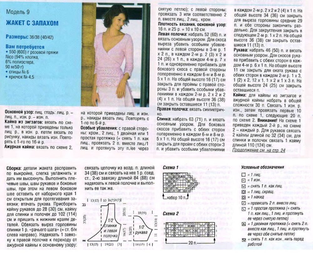 Ажурный вязаный жакет с запахом