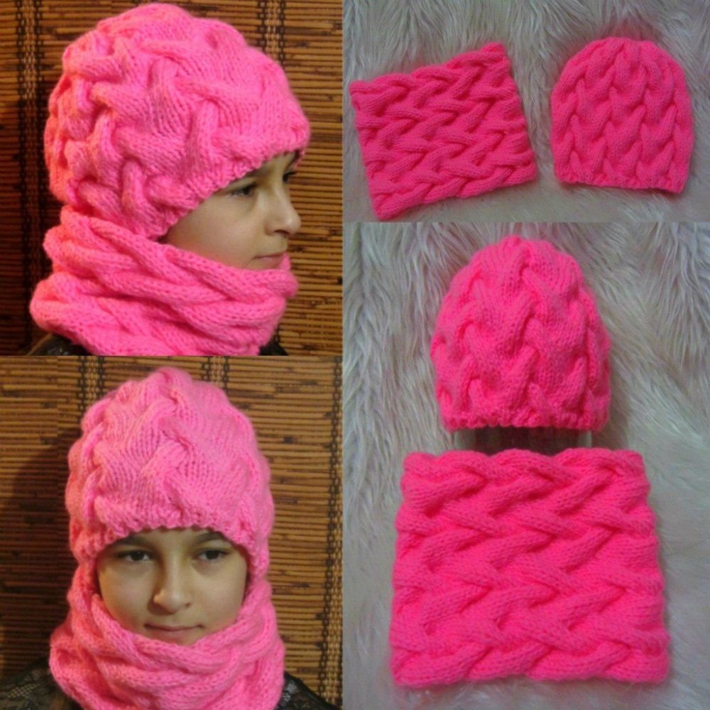 Шапка и снуд из плюшевой пряжи