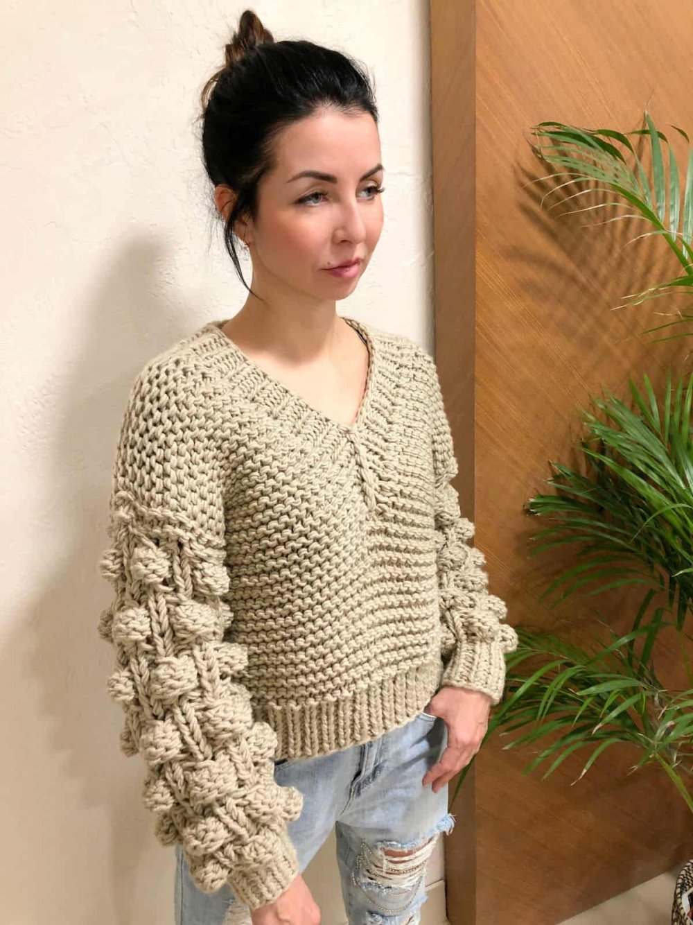 Свитер из толстой пряжи спицами