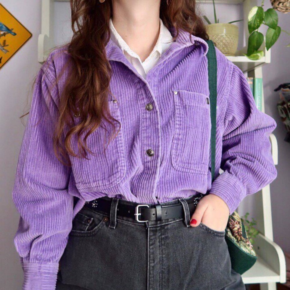 Рубашка Зара вельветовая лиловая