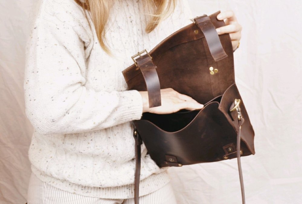 Вязаные сумки с кожей