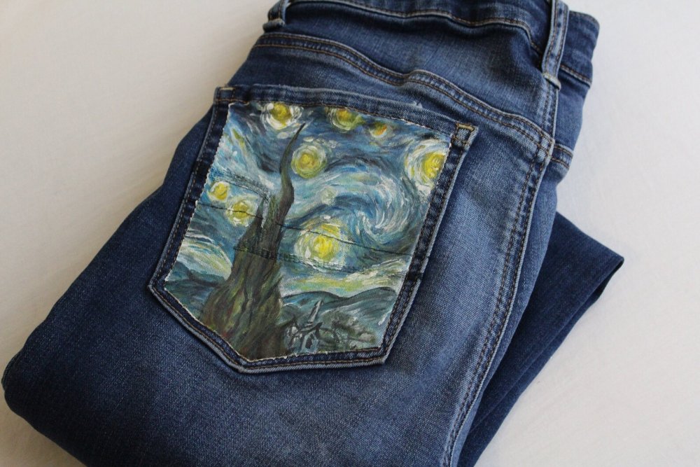 Джинсы с карманами хулиганами женские