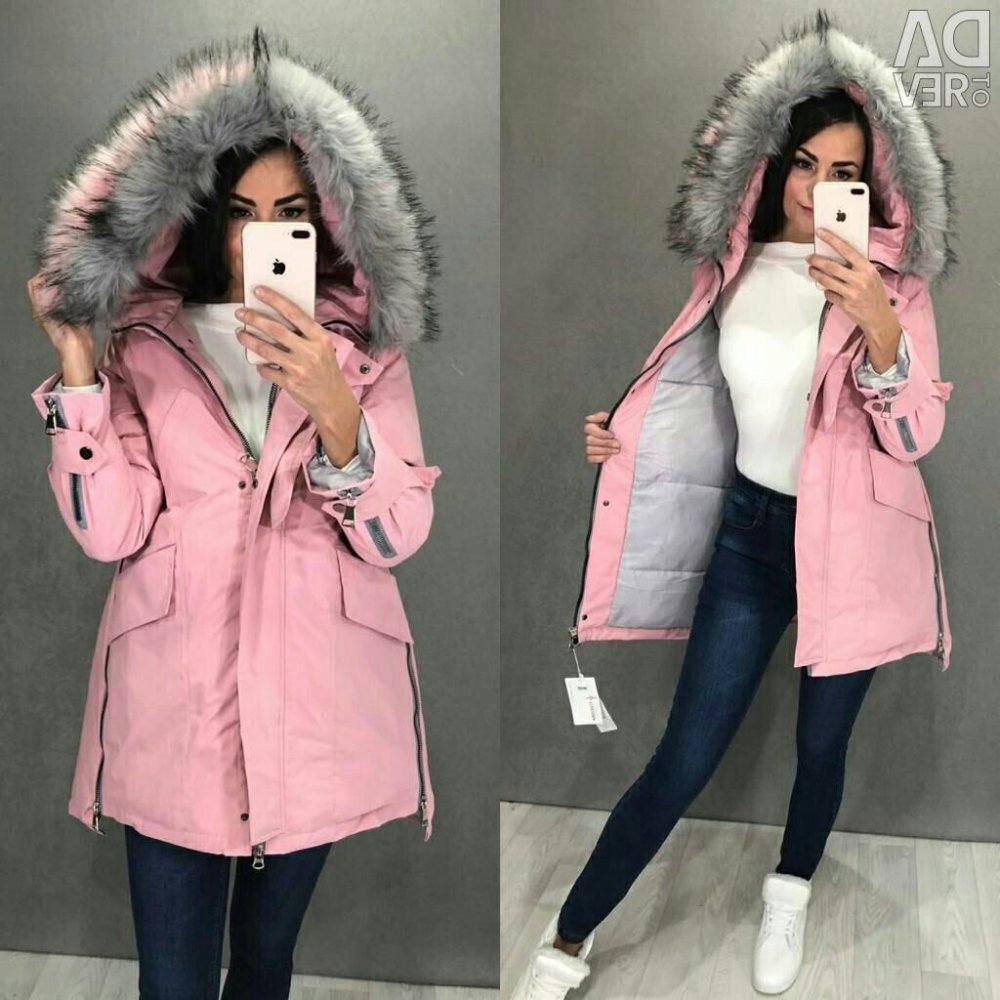 Куртка парка с розовым мехом