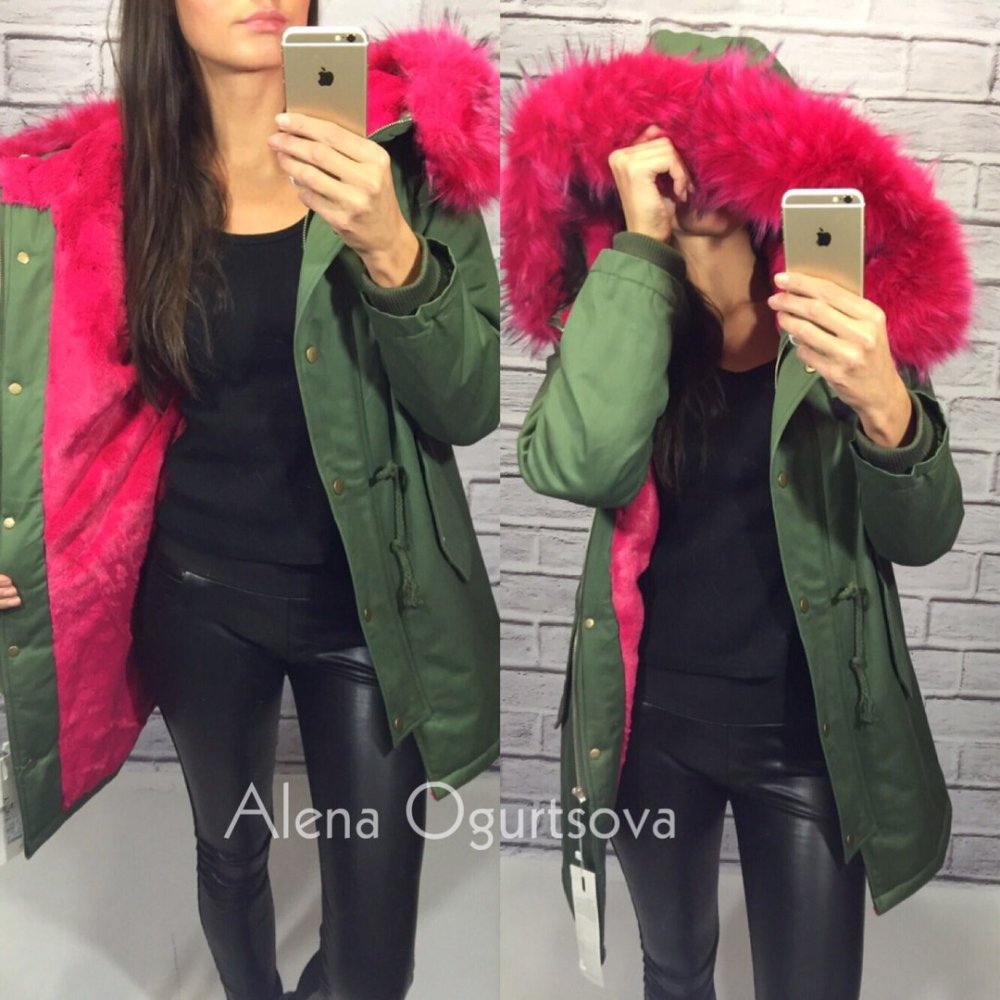 Парки с розовым мехом