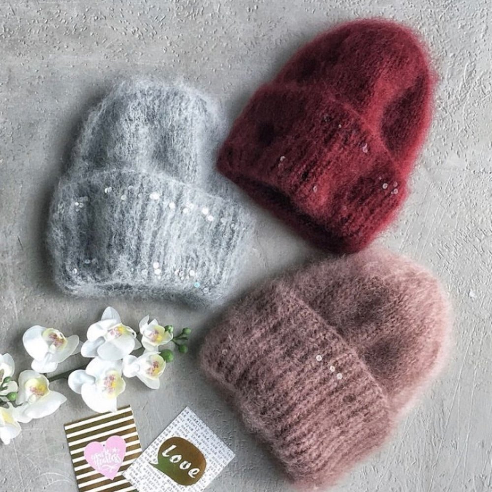 Объемные шапки с пайетками