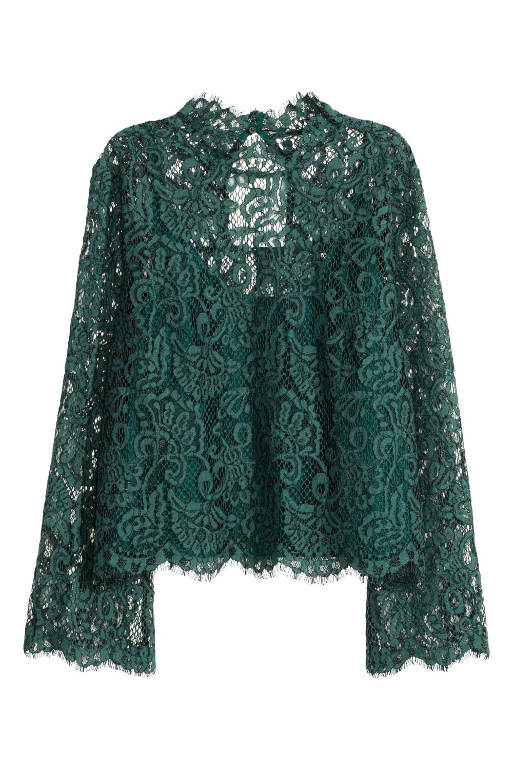 Зеленая блузка кружевная