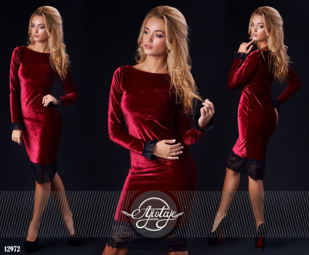 Велюровые вечерние платья с гипюром
