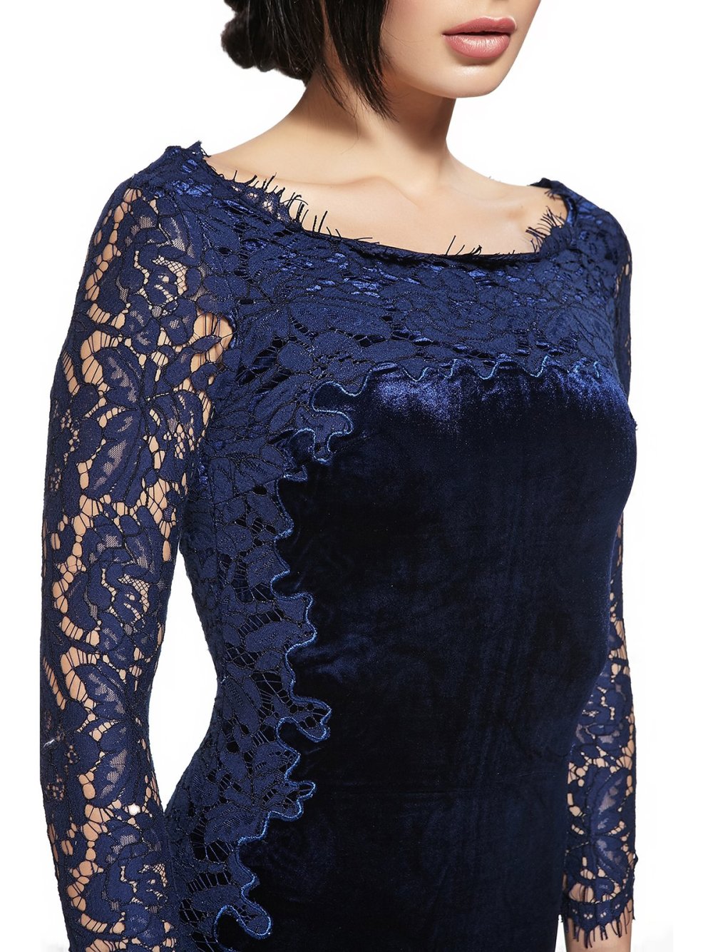 Платье из велюра и гипюра