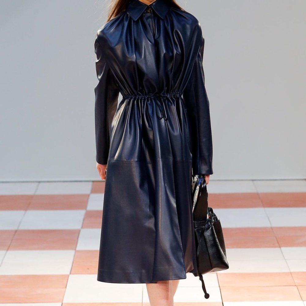 Алеф меха полупальто кожаное